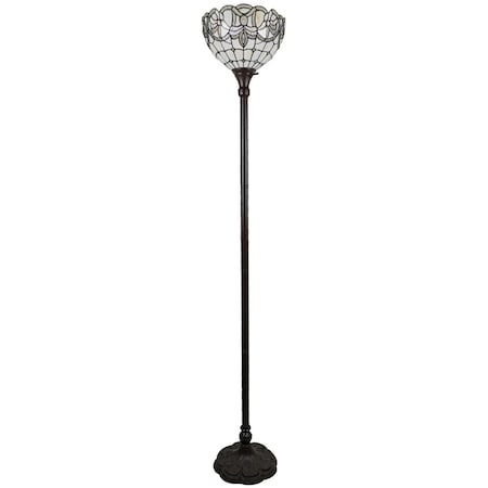 Estallar 72 x 12 x 12 in. Brown Traditional Shaped Floor Lamp with Brown Stained Glass Bowl Shade ES3112514